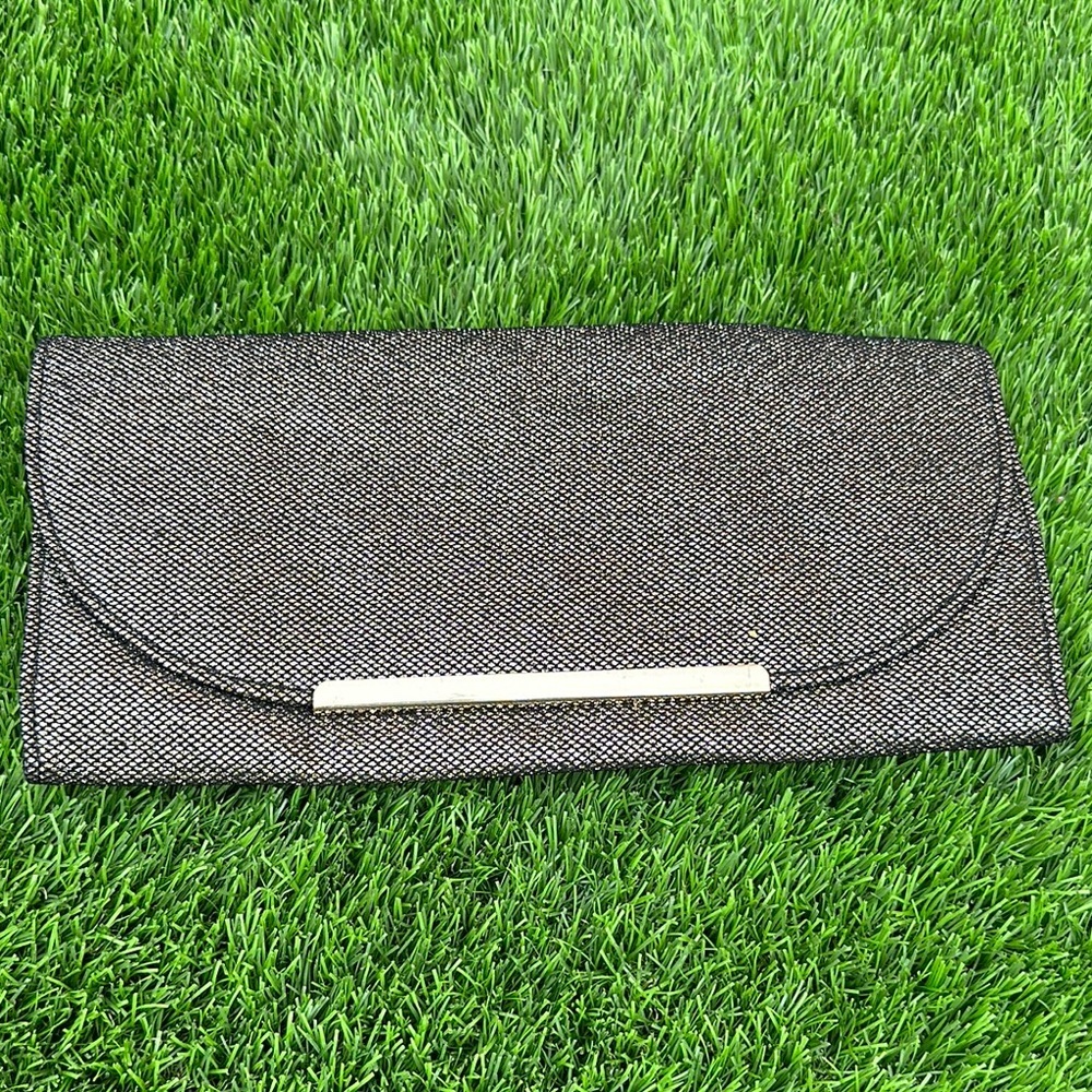Call It Spring Metallic Black/Gold Glitter Clutch